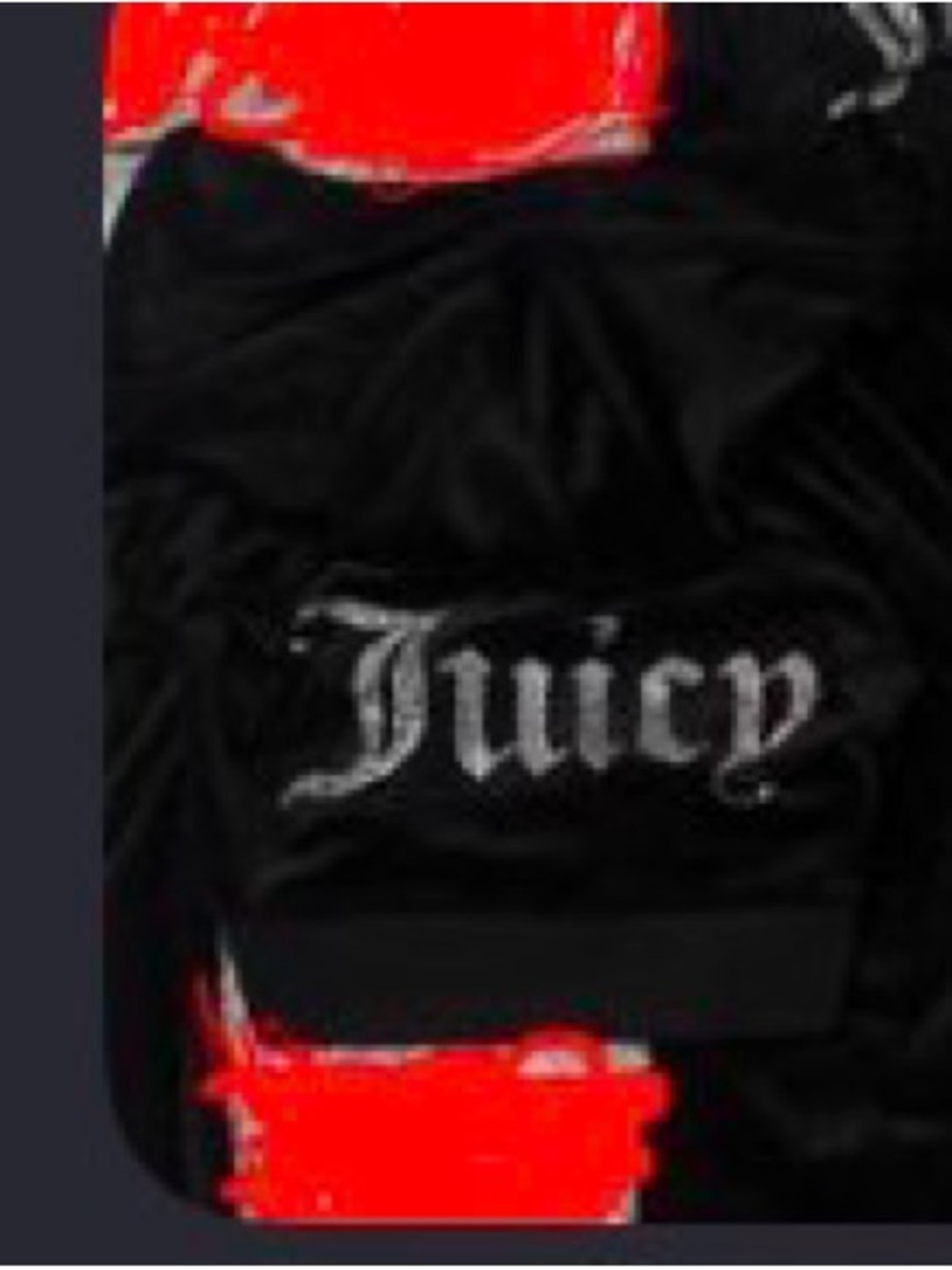 Juicy Couture Black Velour Track Jacket and pants with Silver 'Juicy' Embroidery